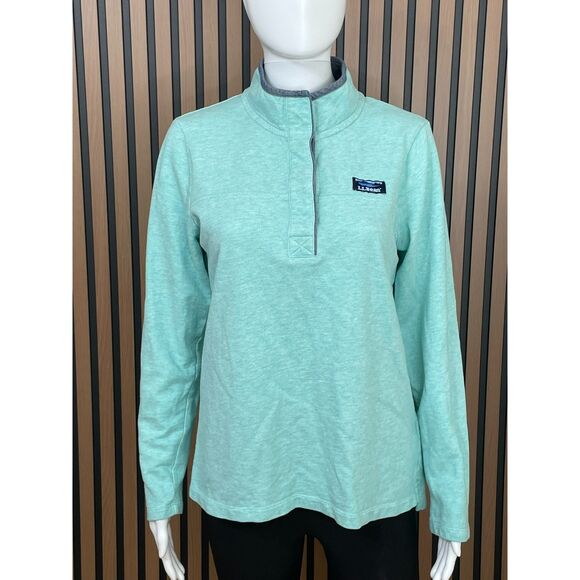 L.L. Bean Women's Sweatshirt Henley Soft Cotton Rugby Outdoor Preppy S Blue - Picture 1 of 10